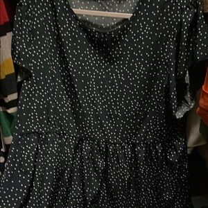 SHEIN Dark Green Polka Dot Blouse